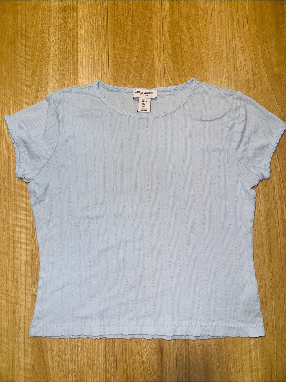 Laura Ashley Woman’s Light Blue Ribbed Short Sleeve Top